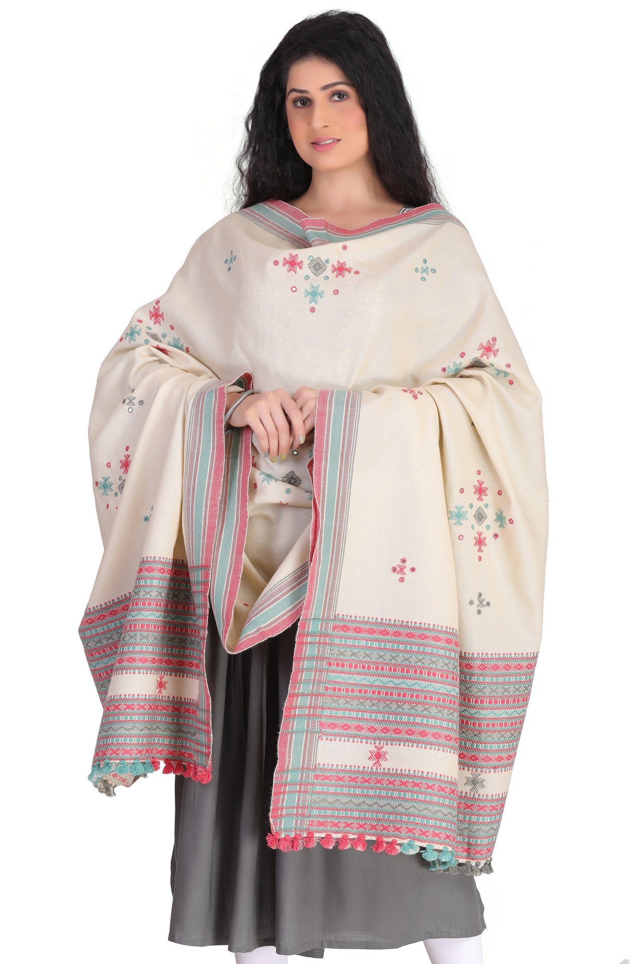 Acrylic Mirror Shawl Cream AMAS007
