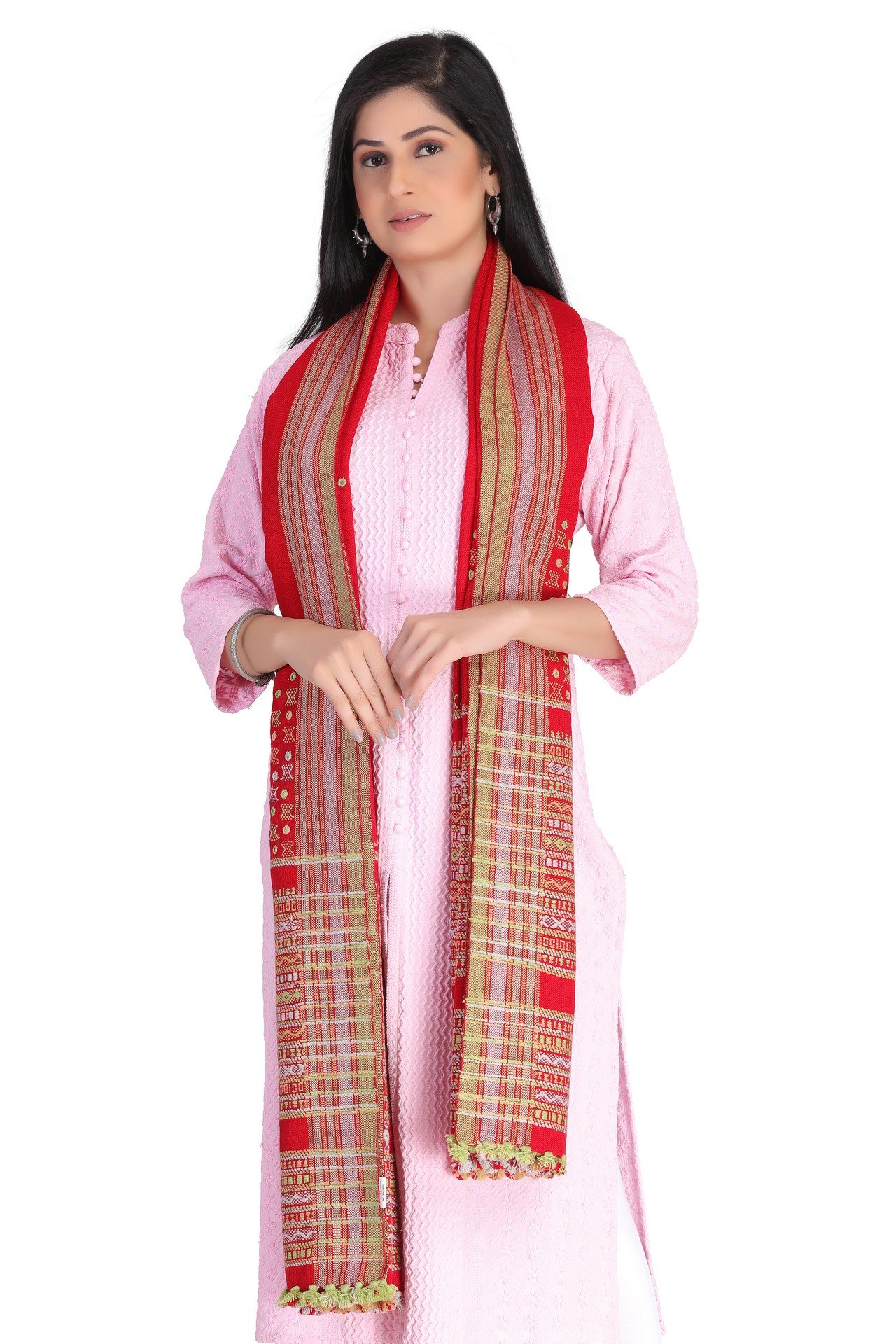 Acrylic Wool Mirror Shwal Red AWMS004