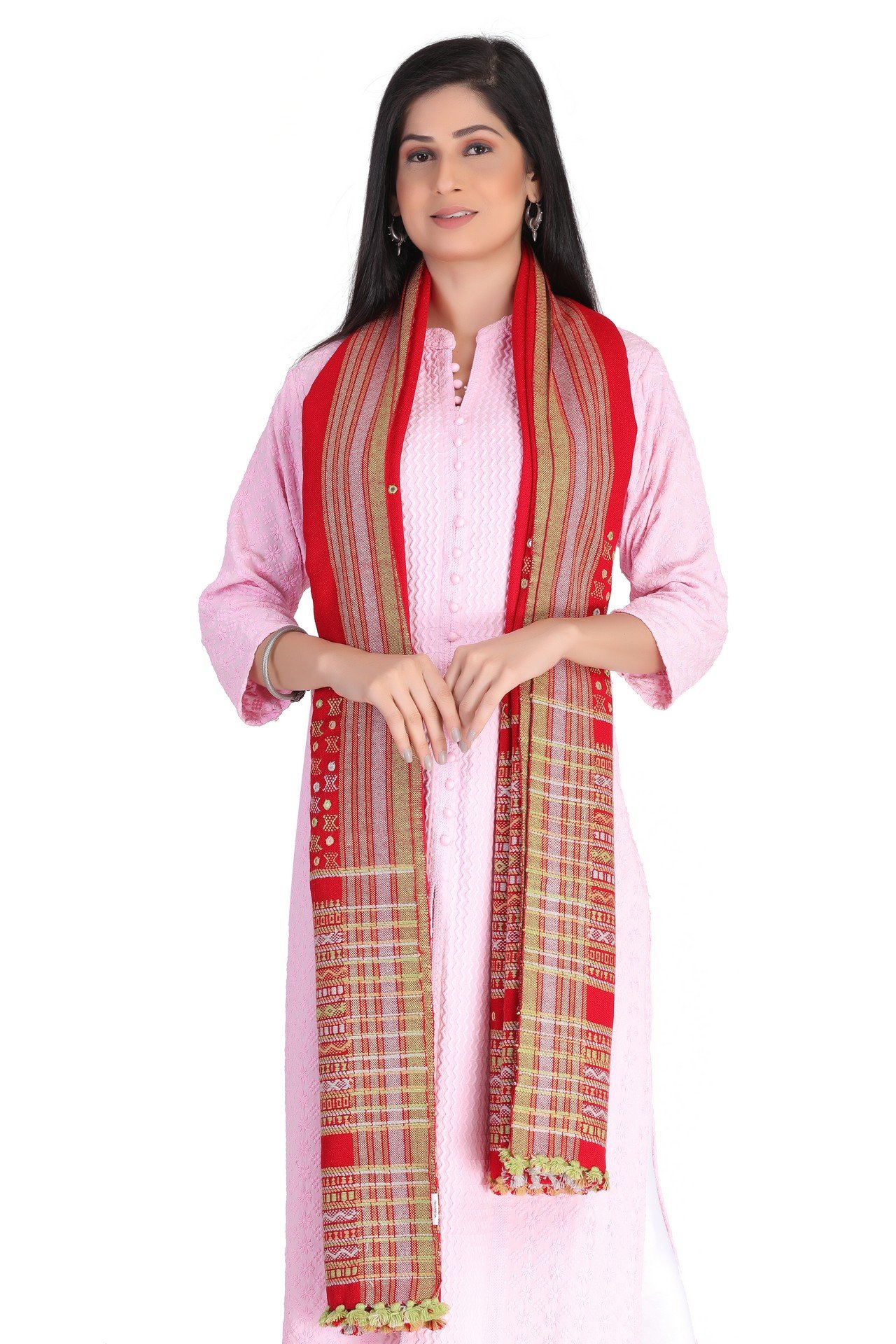Acrylic Wool Mirror Shwal Red AWMS004_