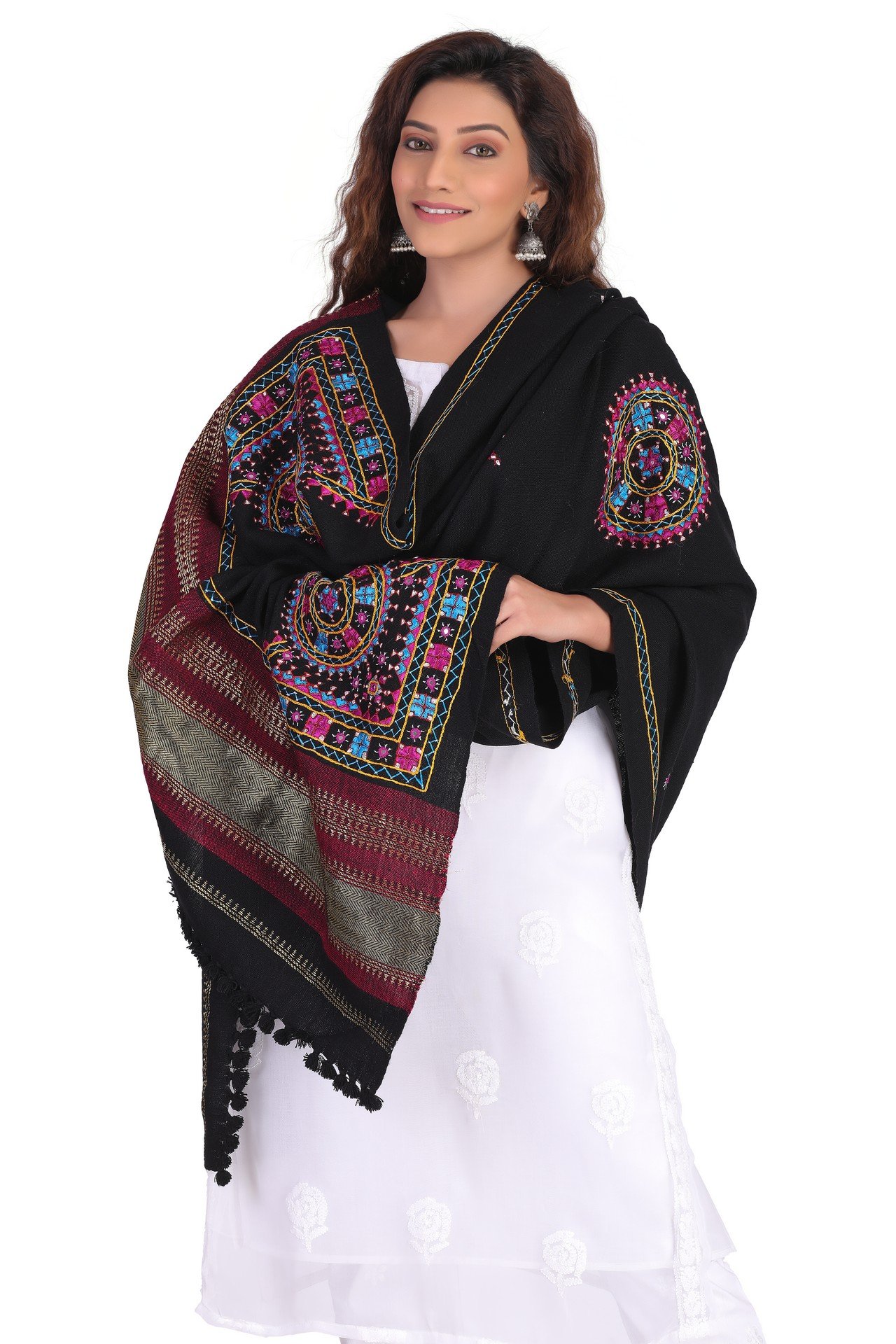 Acrylic Wool Shawl Gold Black AWSG002
