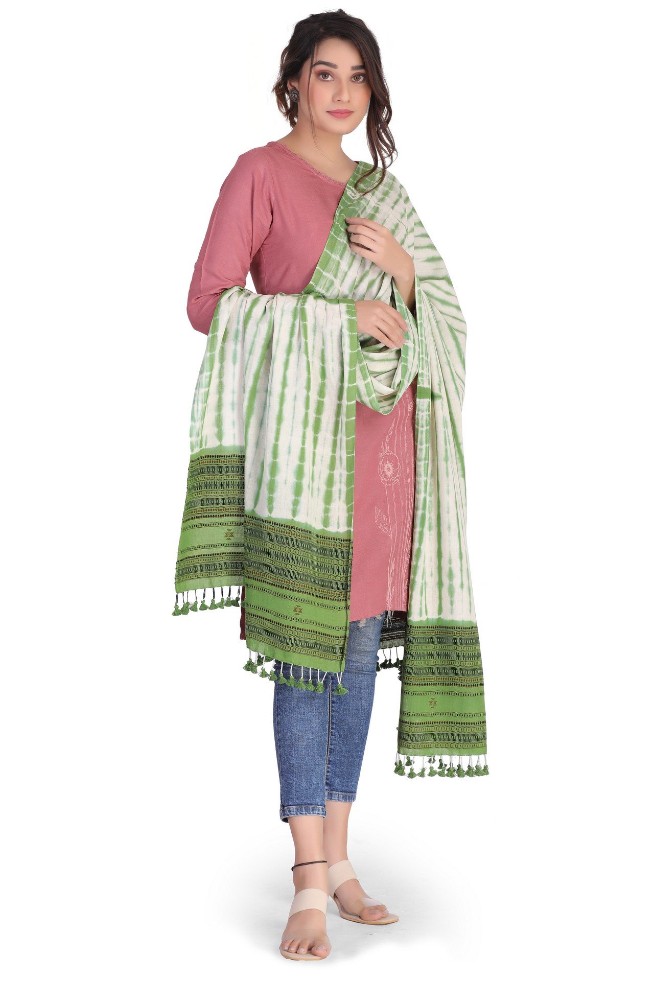Cotton Sed Dyed Batik Shawl Green CSDBS004__