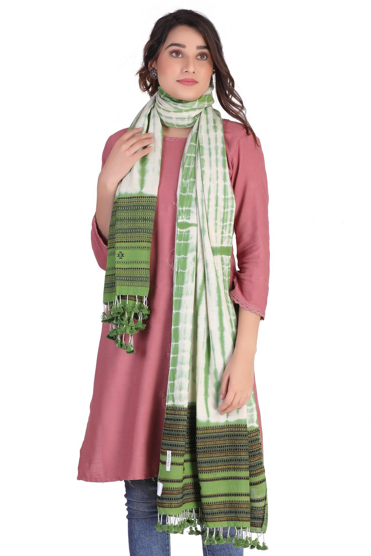 Cotton Sed Dyed Batik Shawl GreenCSDBS004