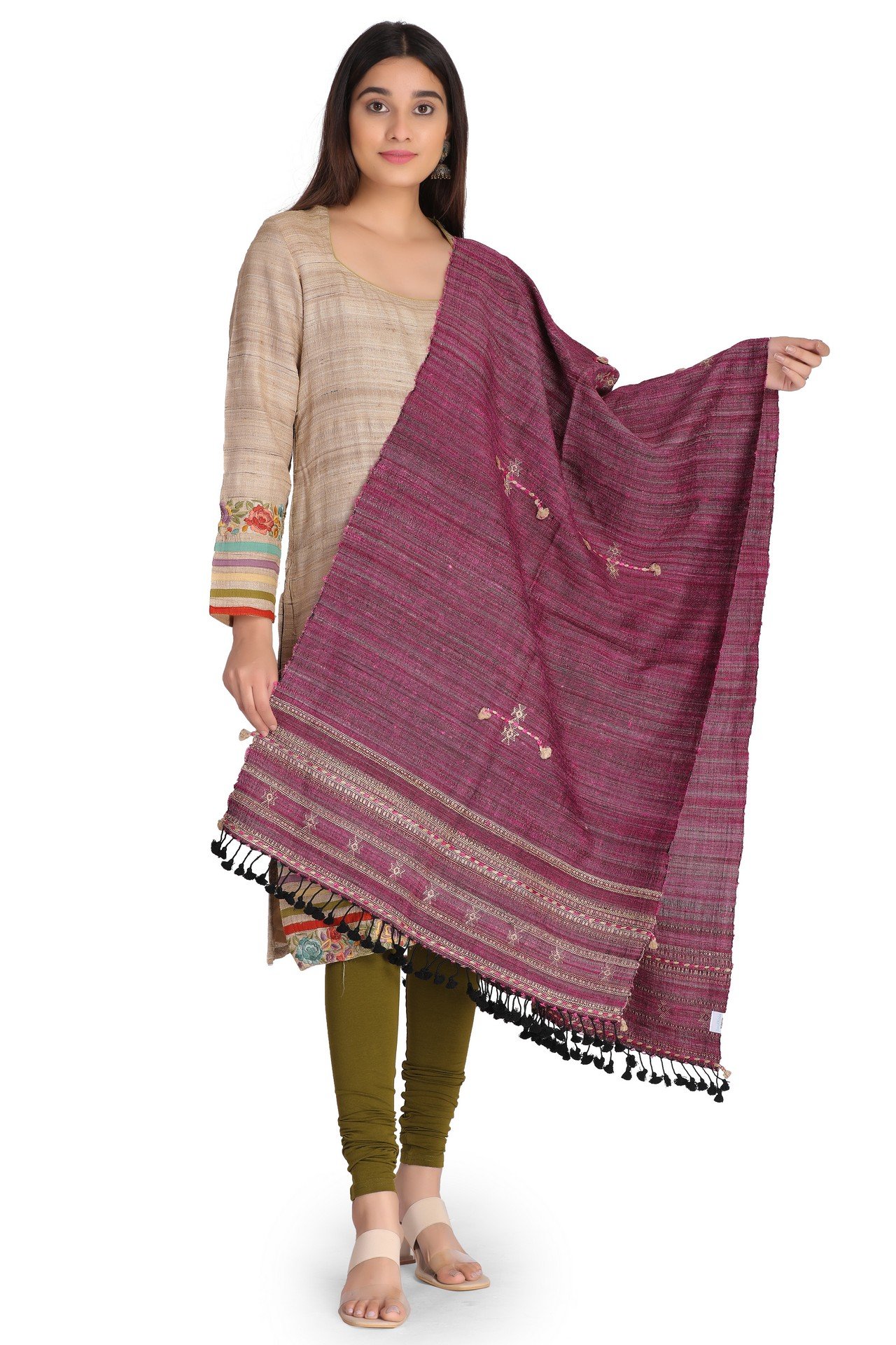 Silk Wool Stole Rani Pink SWST003