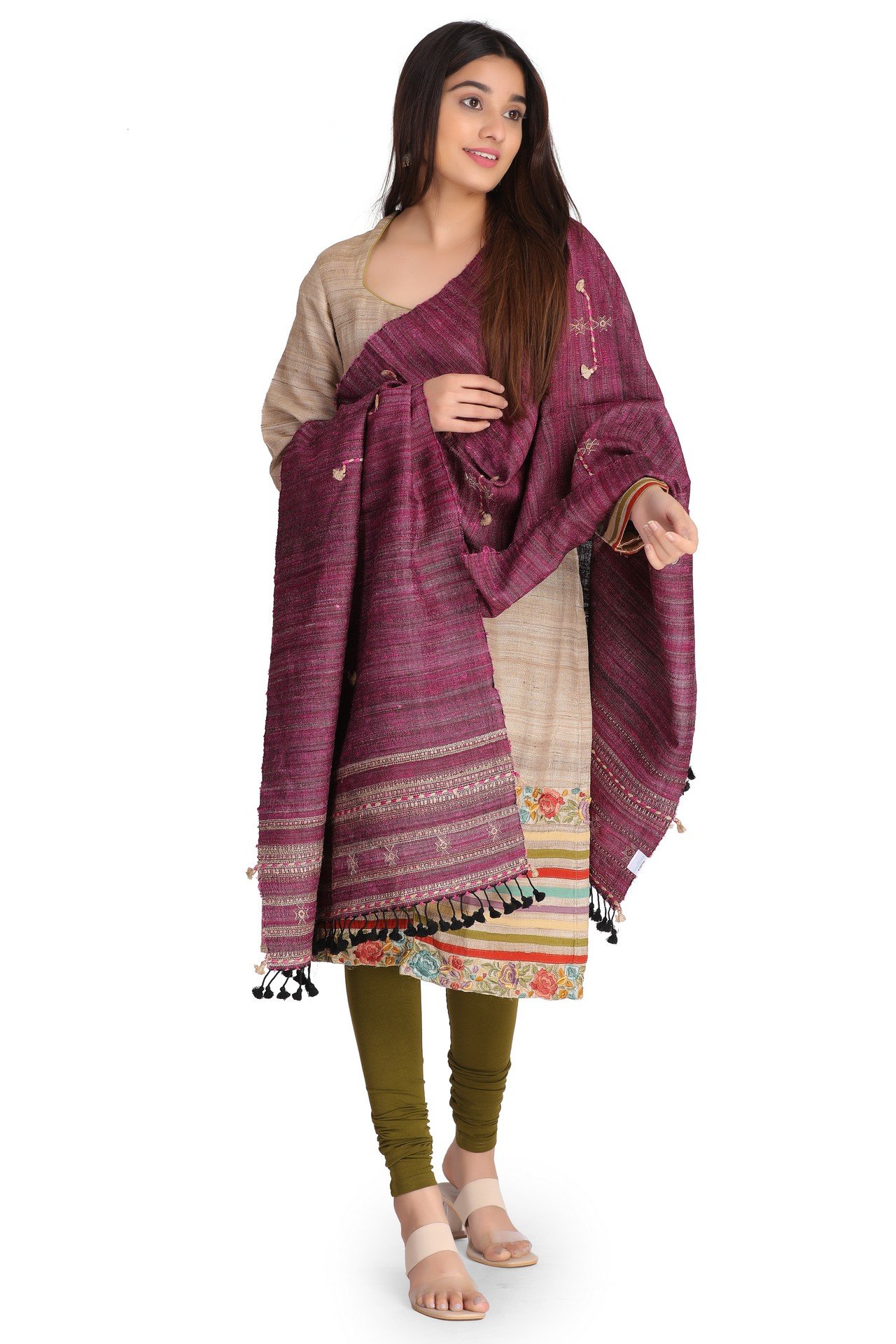 Silk Wool Stole Rani Pink SWST003_