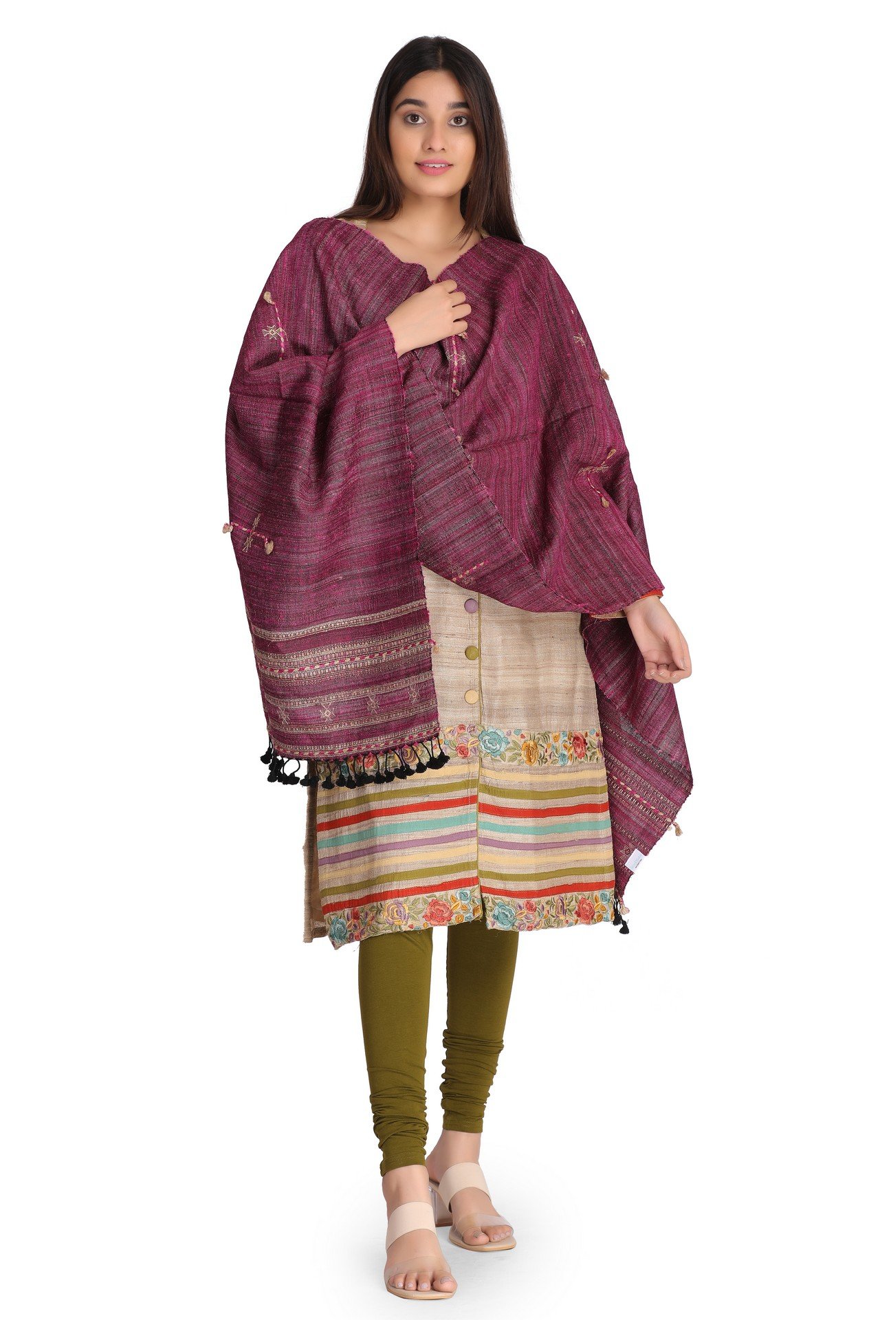 Silk Wool Stole Rani Pink SWST003__