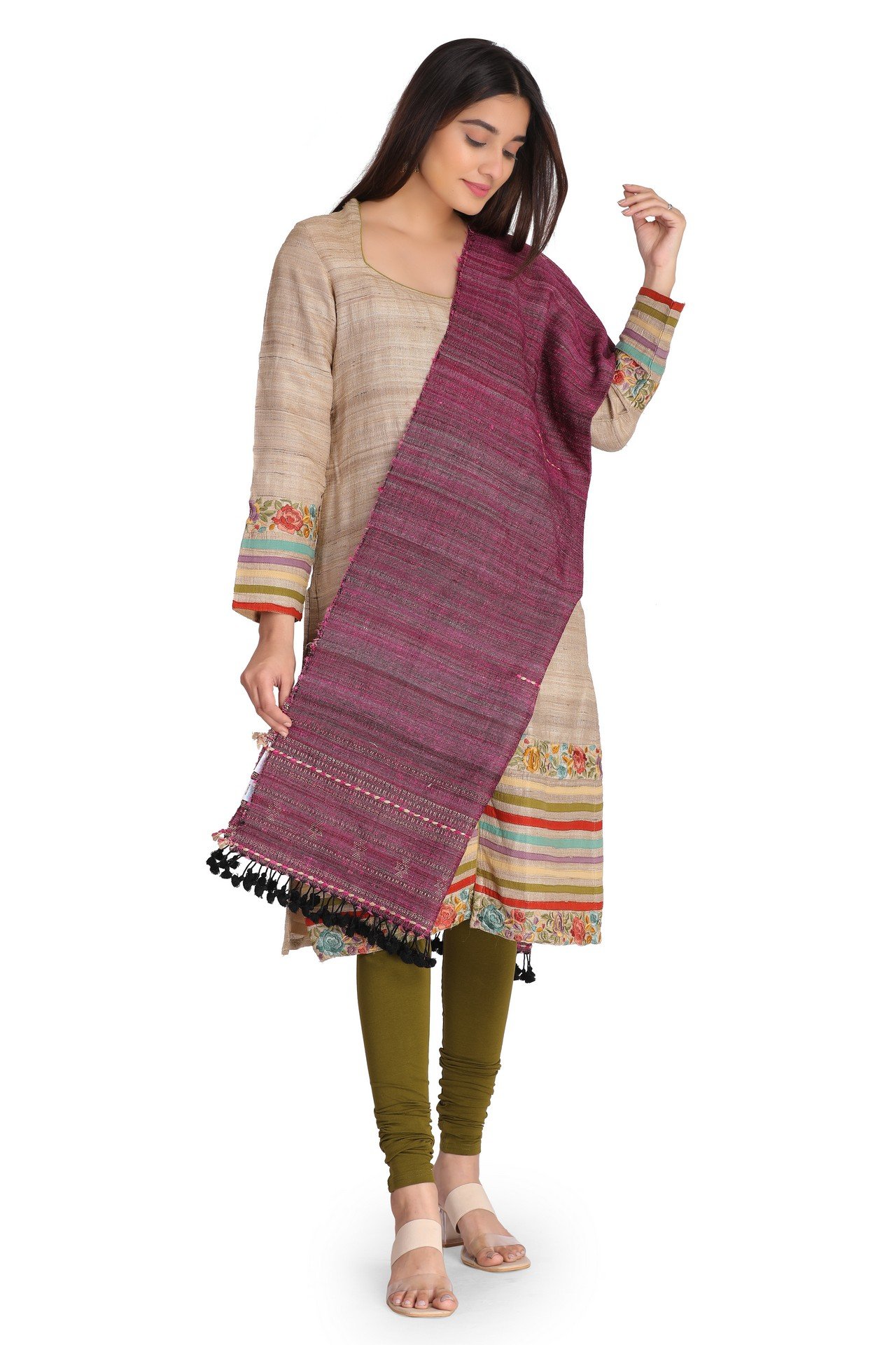 Silk Wool Stole Rani Pink SWST003___
