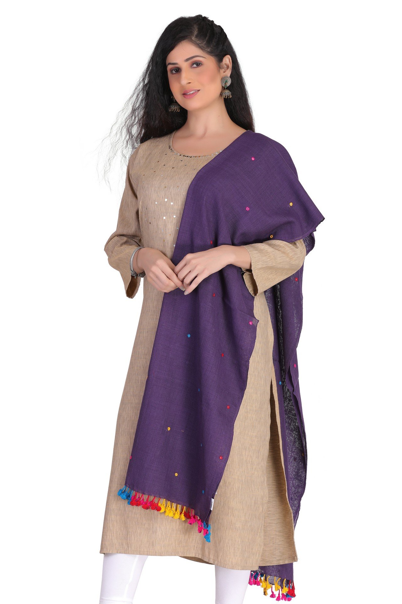Wool Mirror Stole Purple WMST004