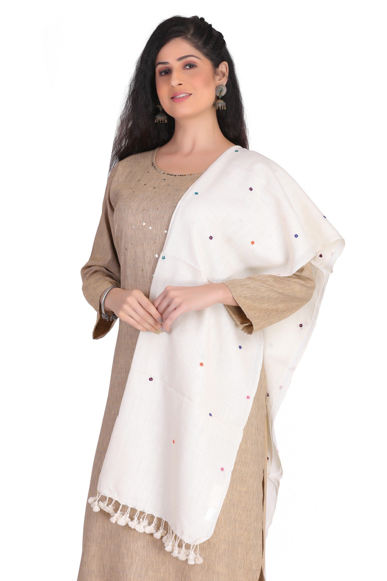 Wool Mirror Stole White WMST002