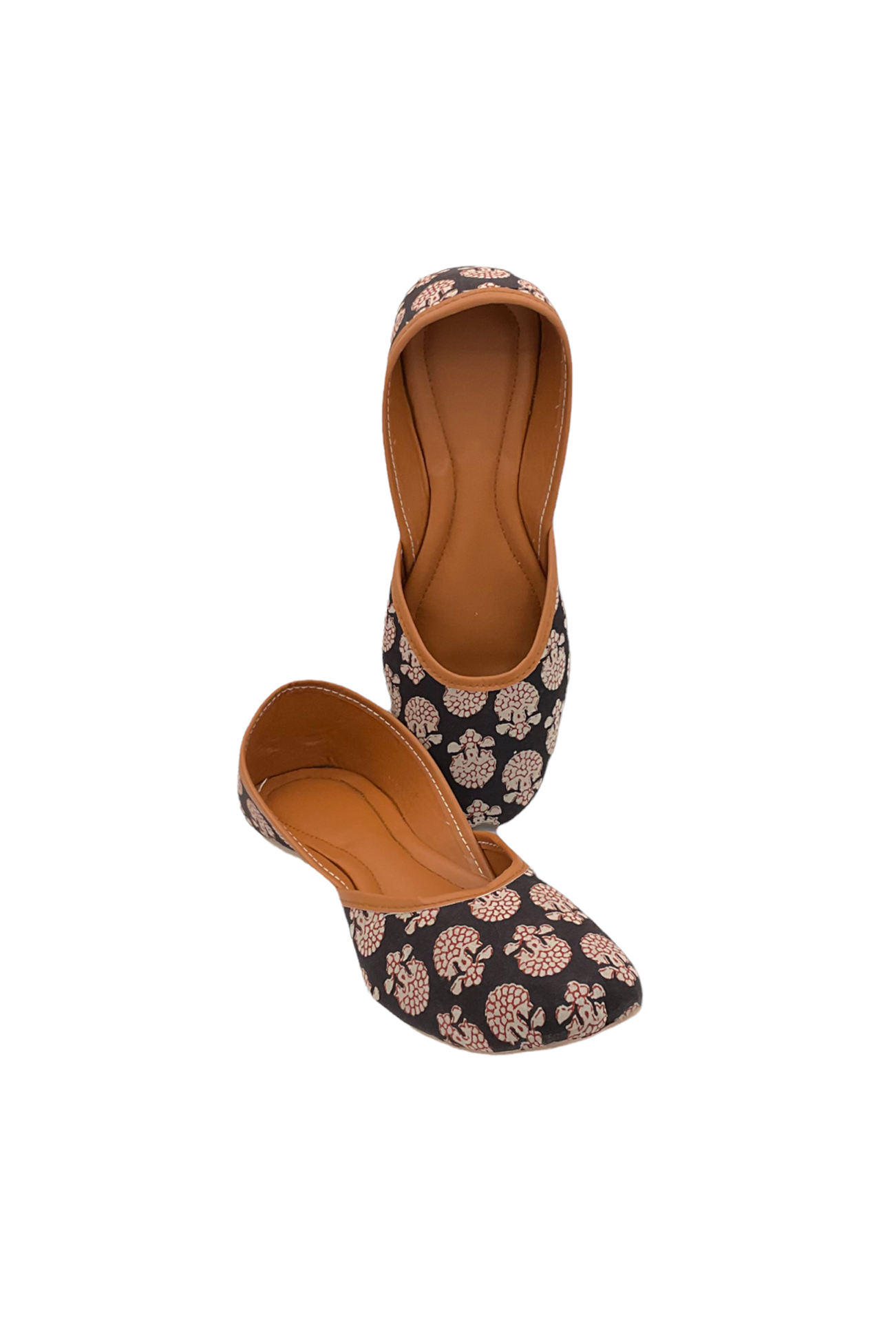 Cloth Printed Mojari Black Red Flower CPMBRF001