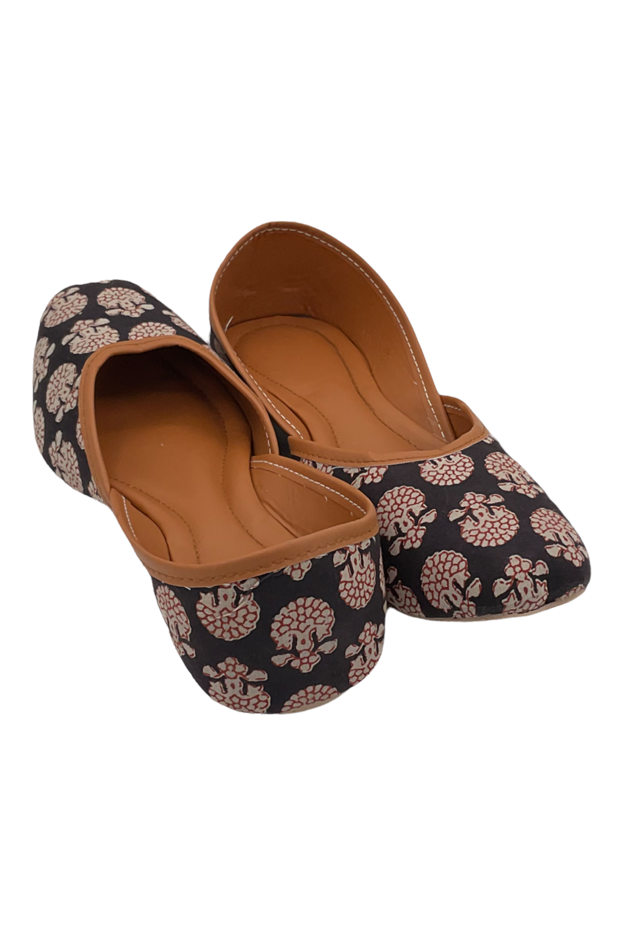 Cloth Printed Mojari Black Red Flower CPMBRF001__