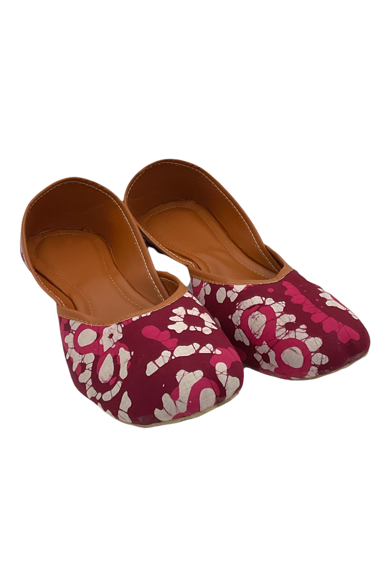 Cloth Printed Mojari Maroon White Batick CPMMWB001_