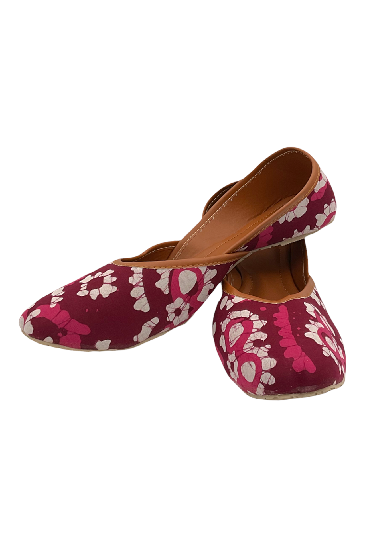 Cloth Printed Mojari Maroon White Batick CPMMWB001__