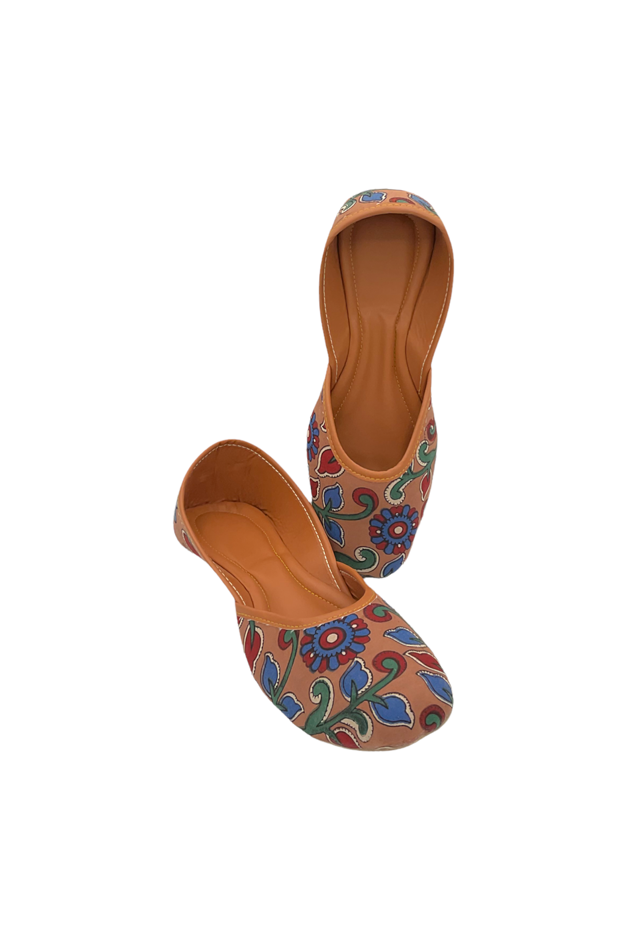 Cloth Printed Mojari Mustard Blue Red CPMMBR001