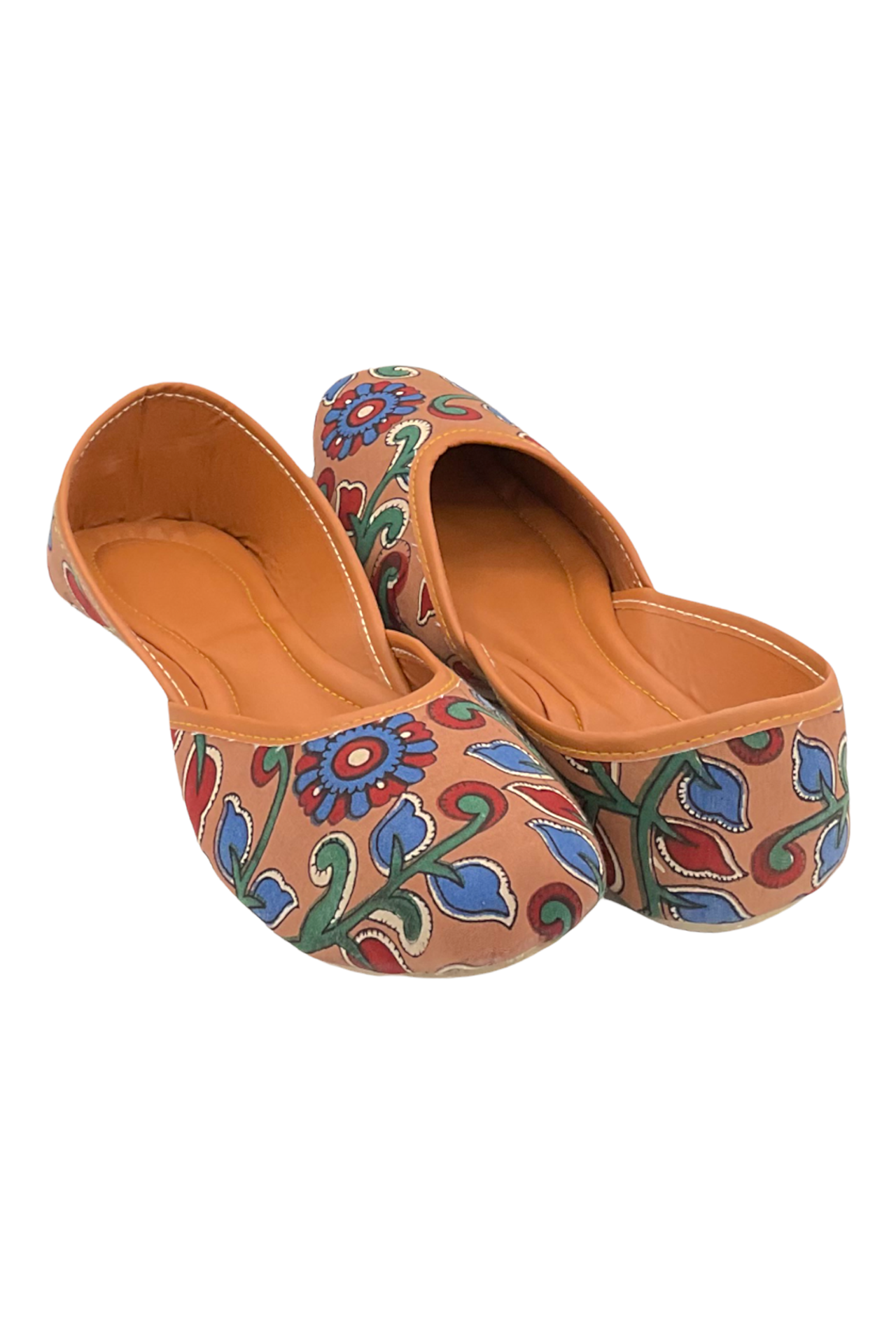 Cloth Printed Mojari Mustard Blue Red CPMMBR001_