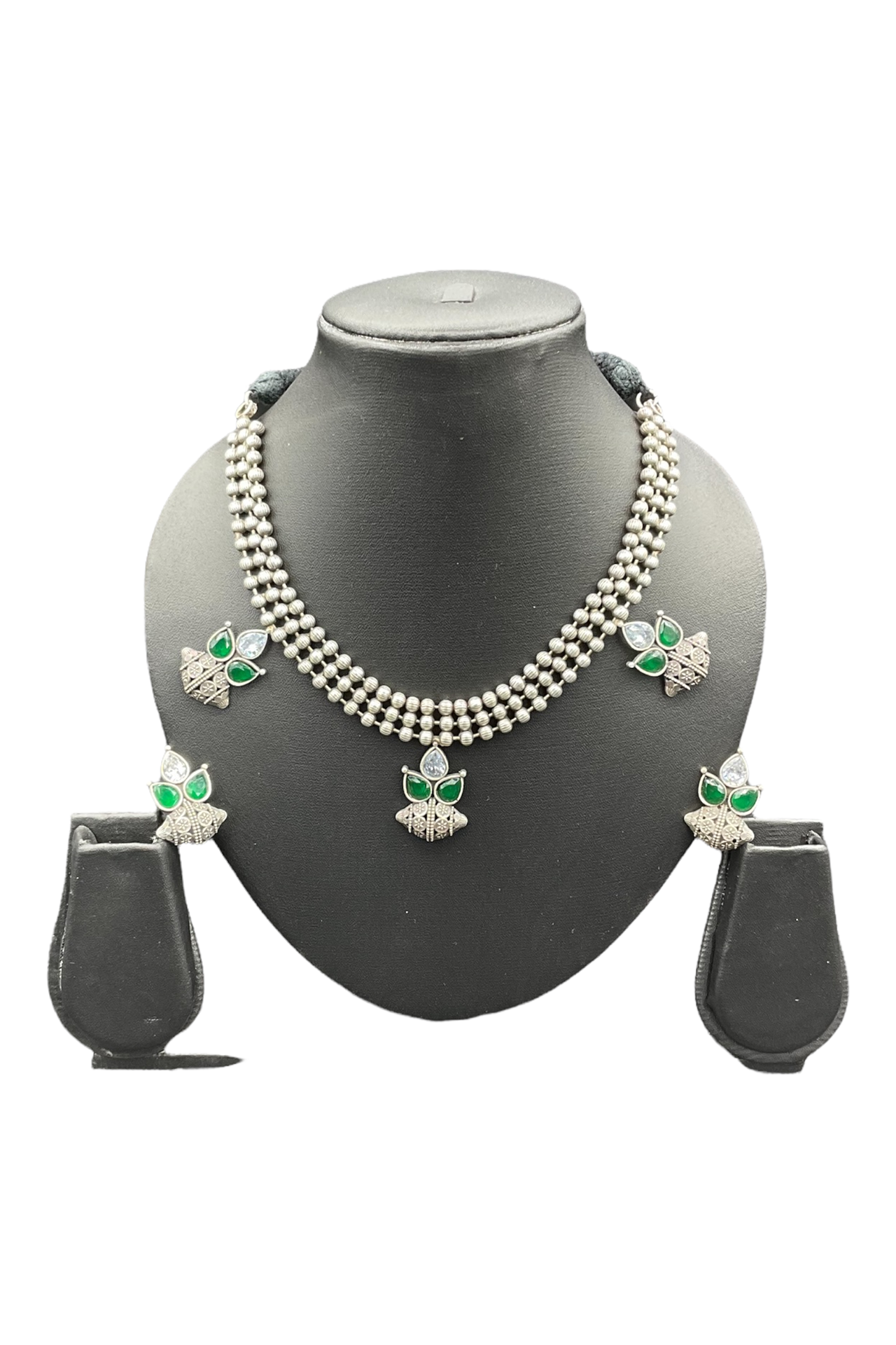 Choker Beads Set With Green Stone SRCB345_