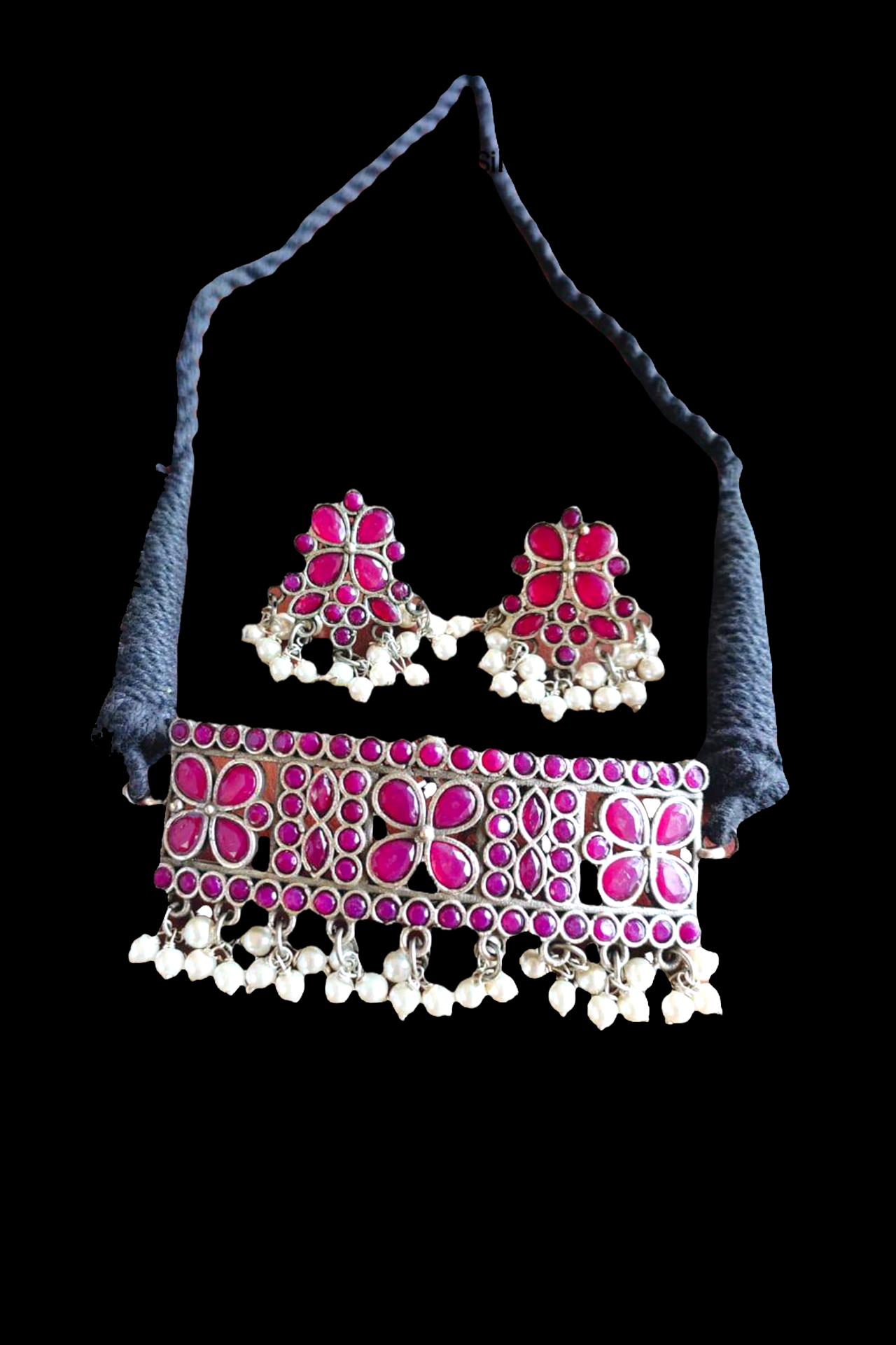 Choker Set Rani CZ Stone WithPearls SR115R