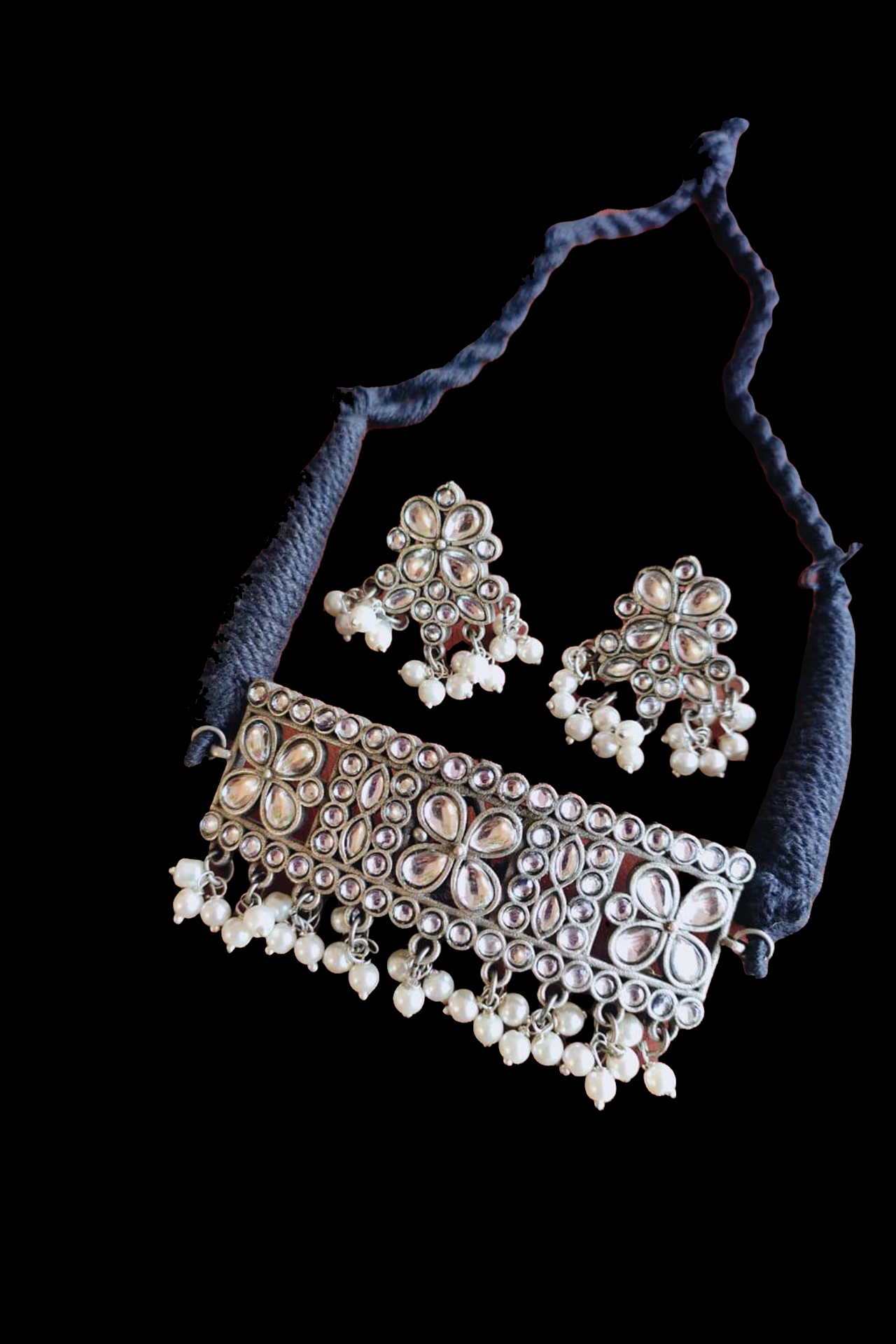 Choker Set White CZ Stone WithPearls SR115W