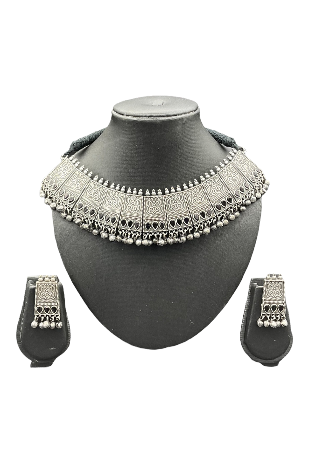 Choker Set With Black Stone SRC174B_