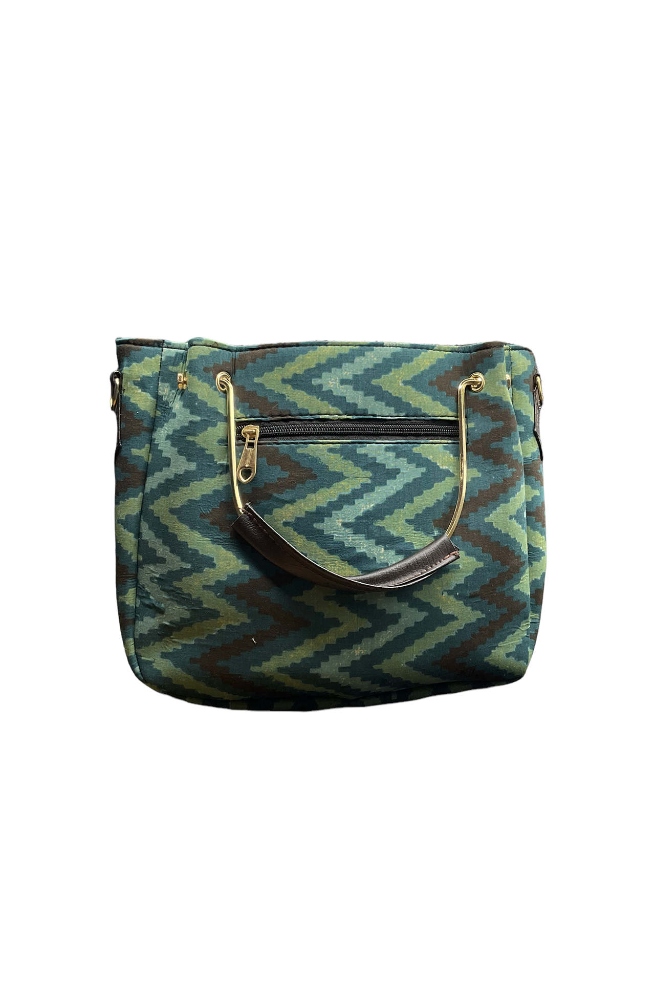 Cloth Handbad With 2pieces Green ZigZag Print CHW2P004_
