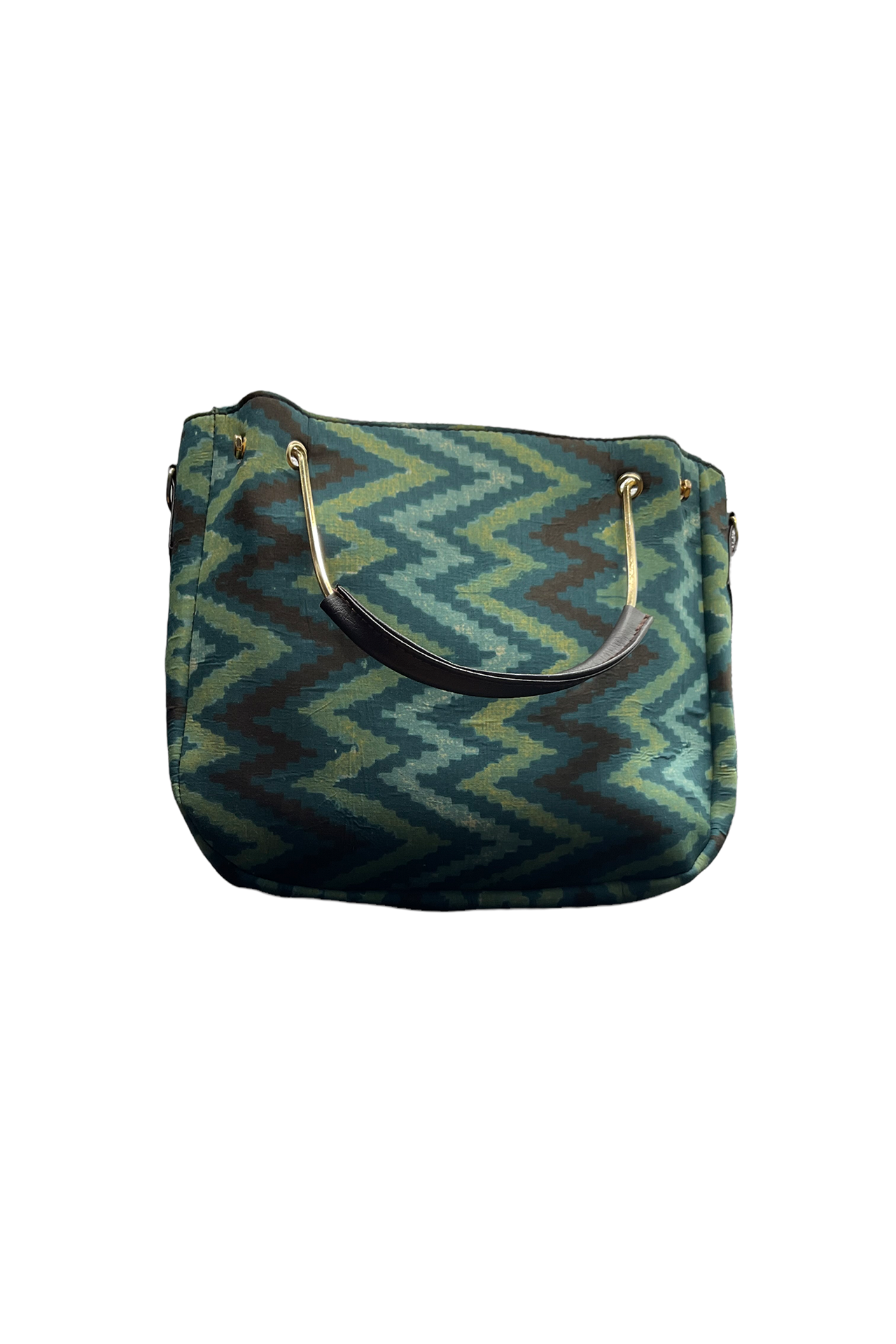 Cloth Handbad With 2pieces Green ZigZag Print CHW2P004__