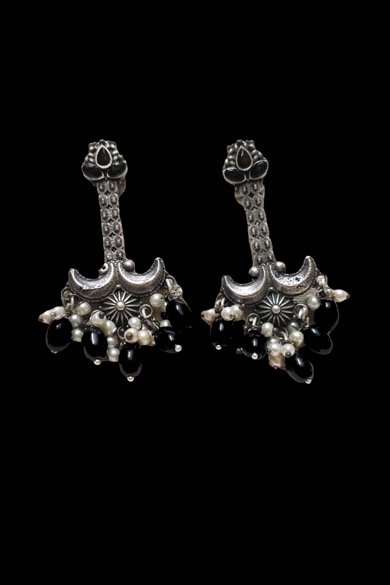 Dangler Earring Black Stone SR070BL