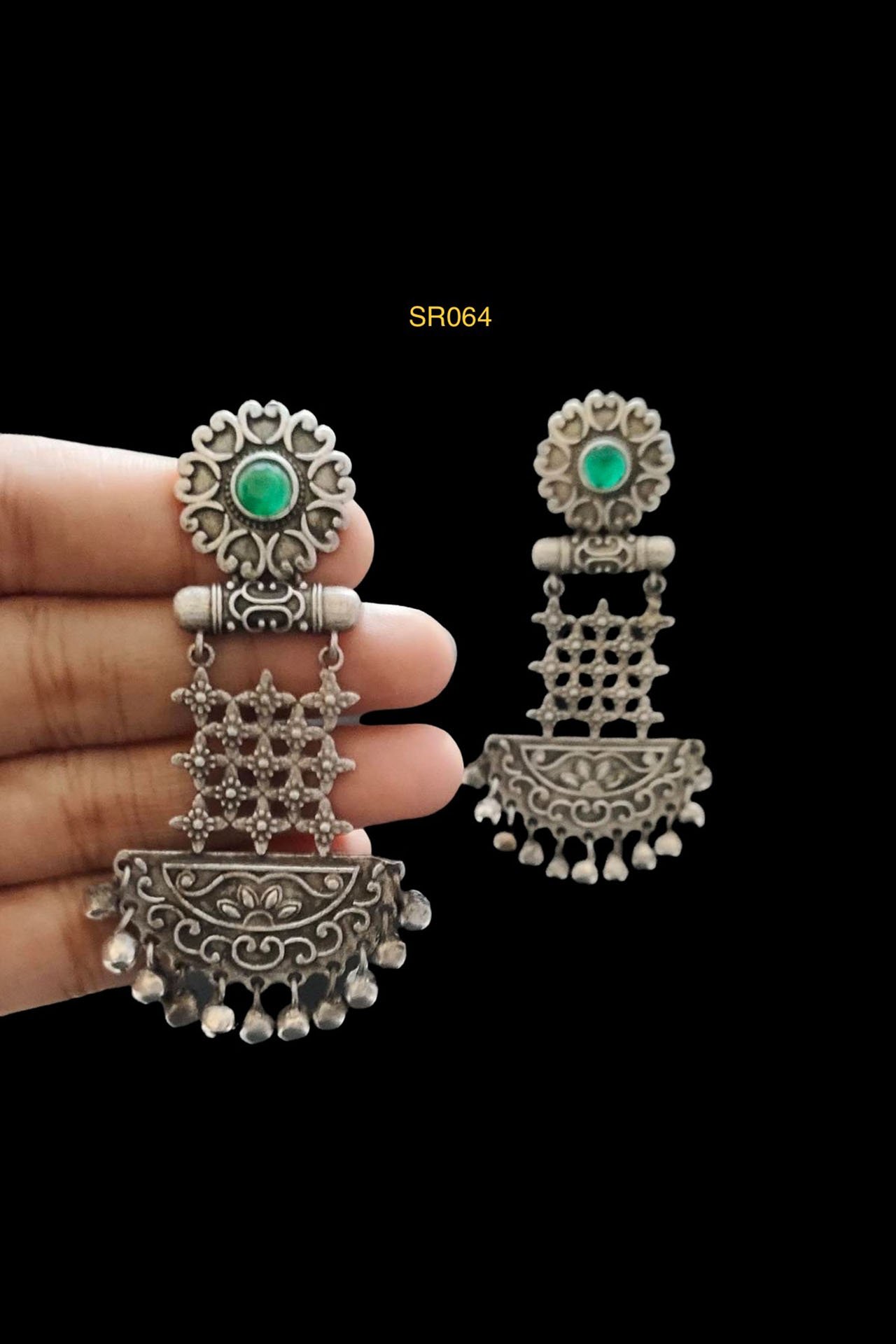 Dangler Earring Long Round Geen SR064G