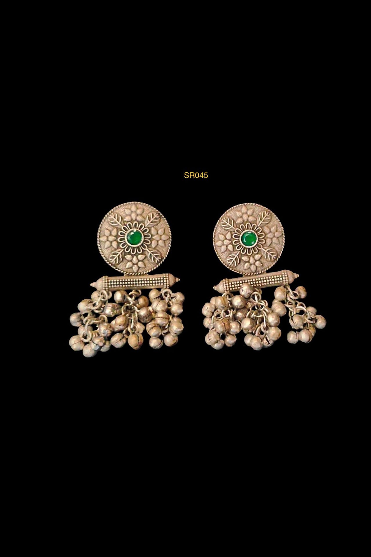 Dangler Earring Round Green SR045G