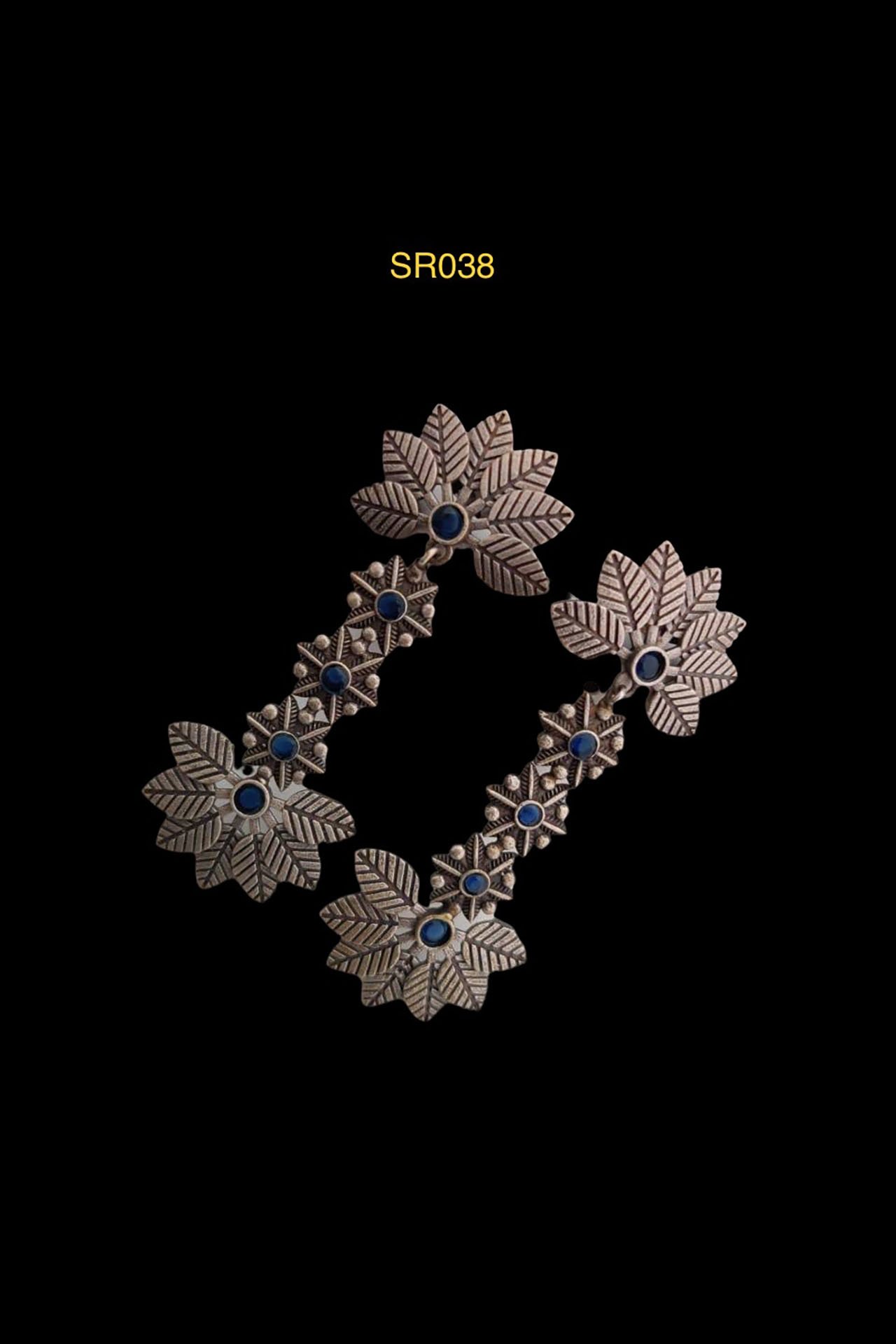 Dangler Earring Up Down Leaf Blue SR038BL
