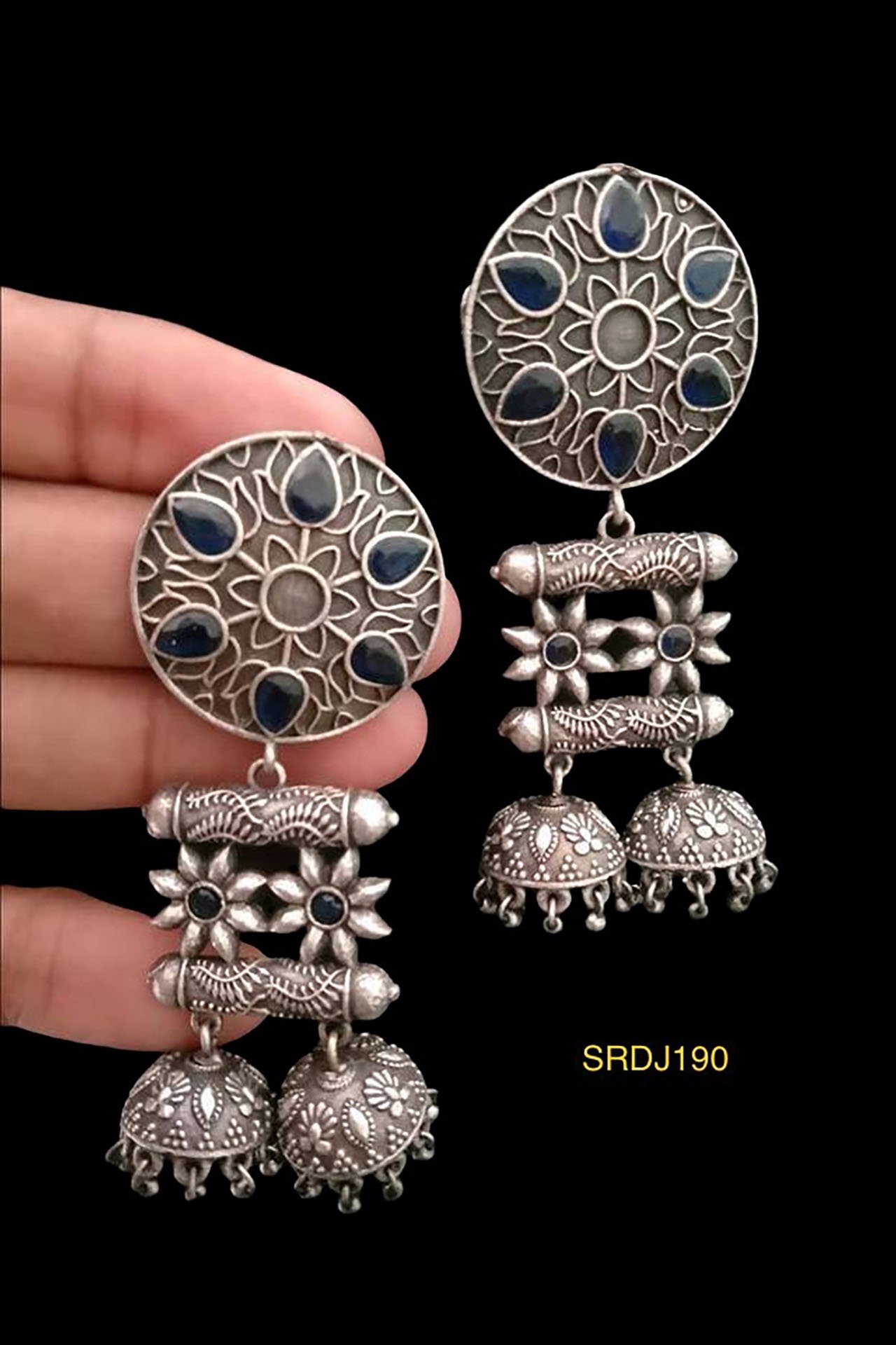 Double Jumkhi Small With Black Stone SRDJ190B