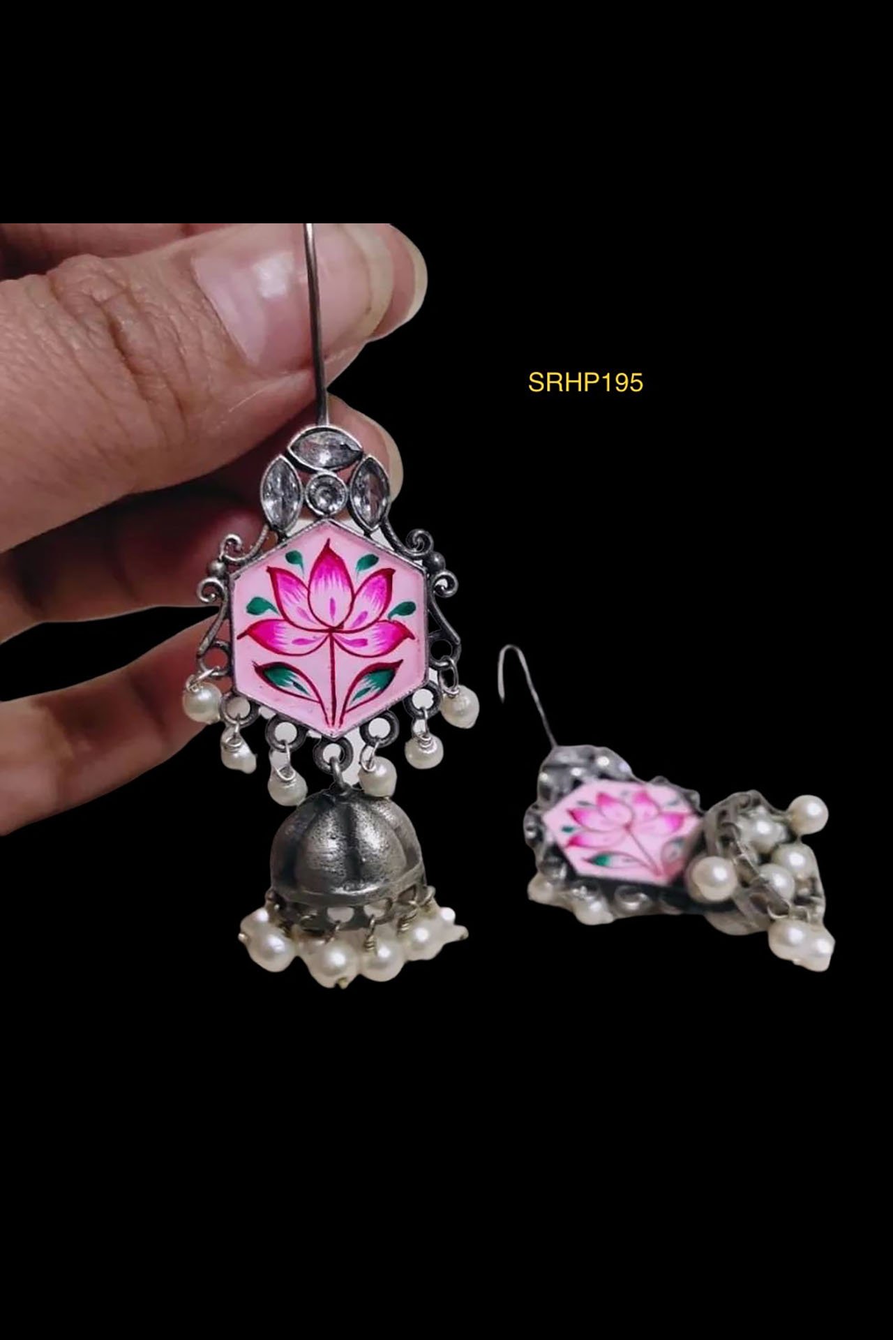Hand Painted Earring Pink SRHP195P