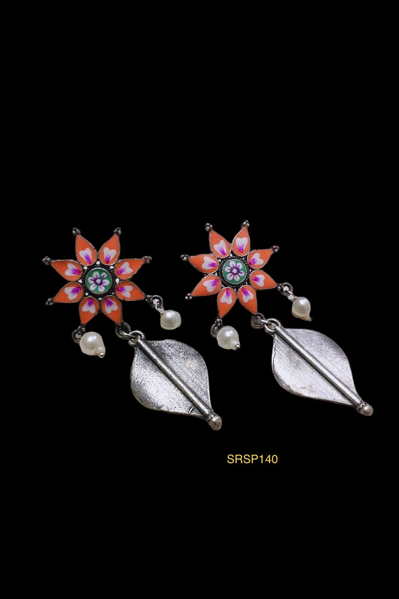 Hand Painting Enamel Star Earring Orange SRSP140B