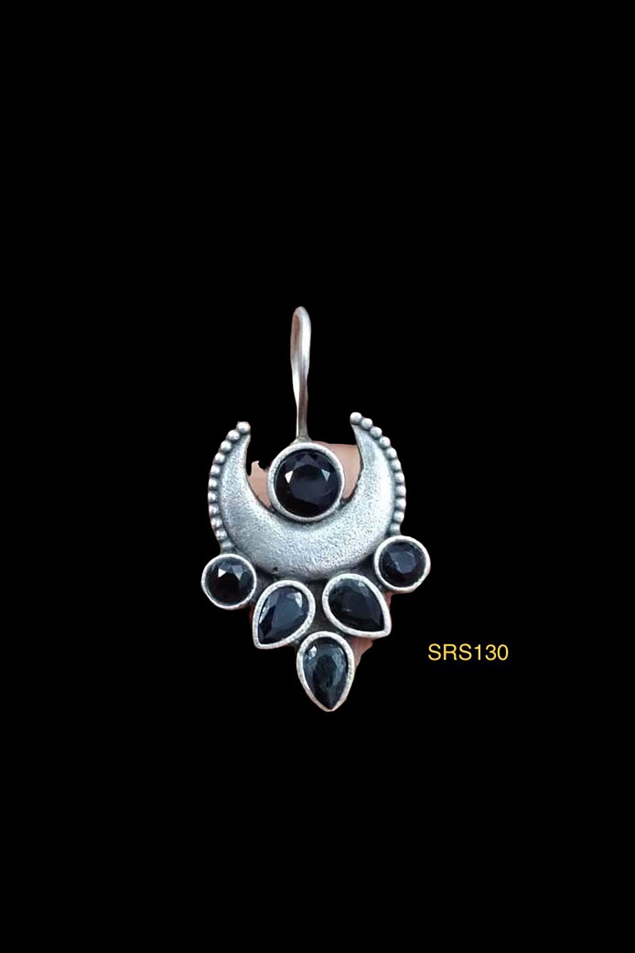 Hook Earring With Black Stone SRS130B
