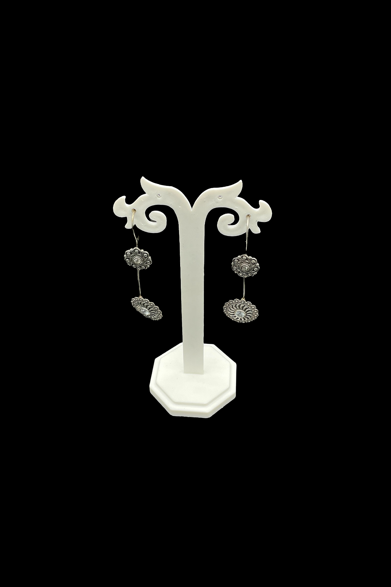 Hook Earring With Double Cricle Shape White SR037W (2)