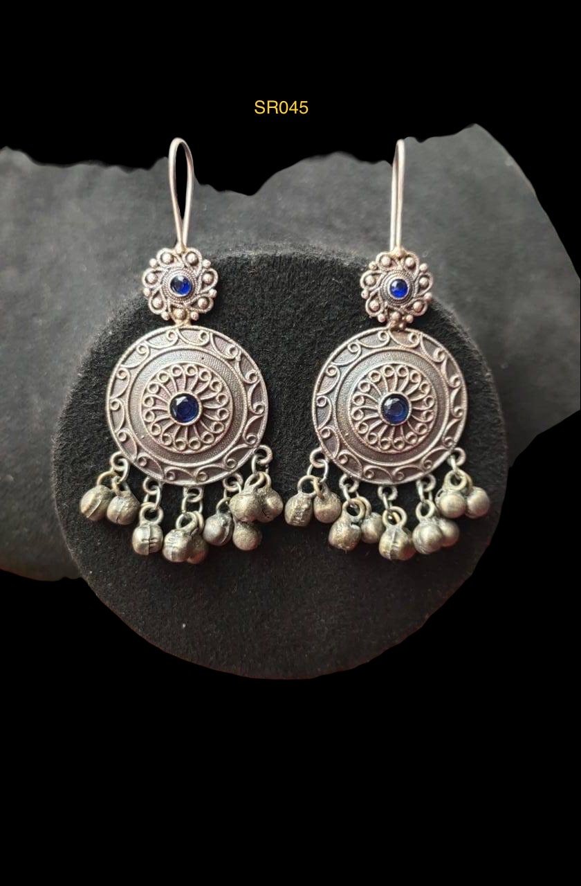 Hook Earring With Round Circle Blue SR045BL