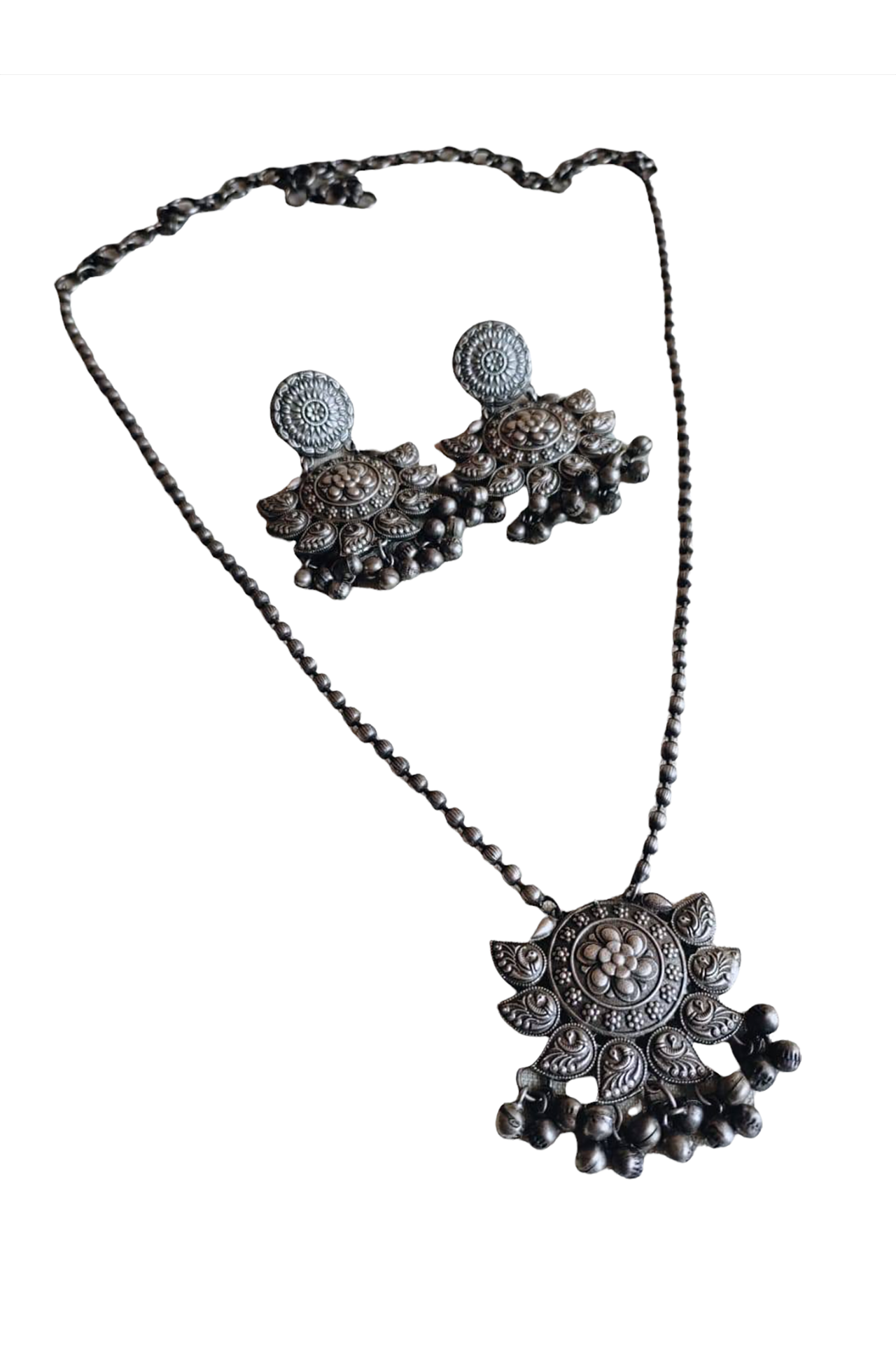 Long necklace with heavy big size earringsSRL75