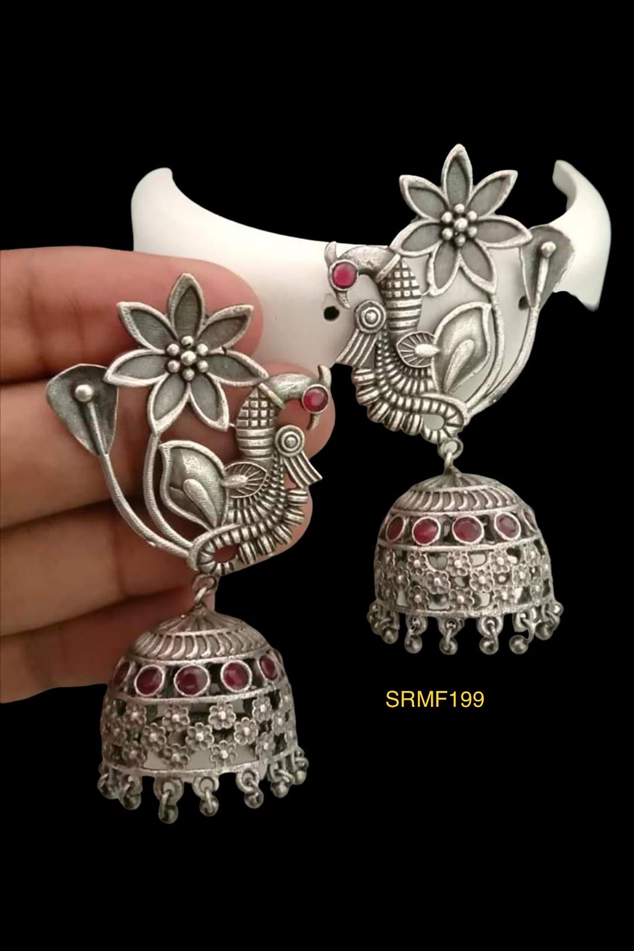 Mor With Flower Jumkha Earring Rani SRMF199