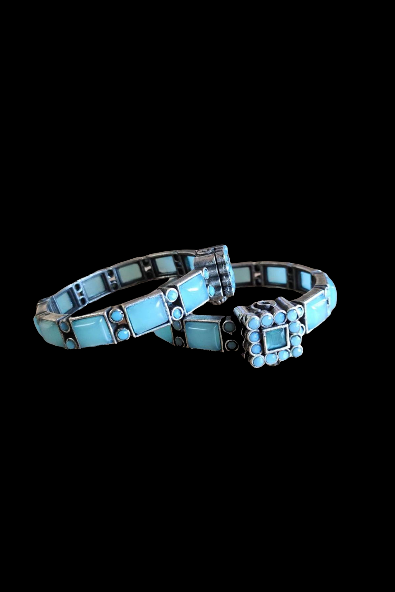 Openable Bangles Glass Stone Rani Acqa Blue SR276AB