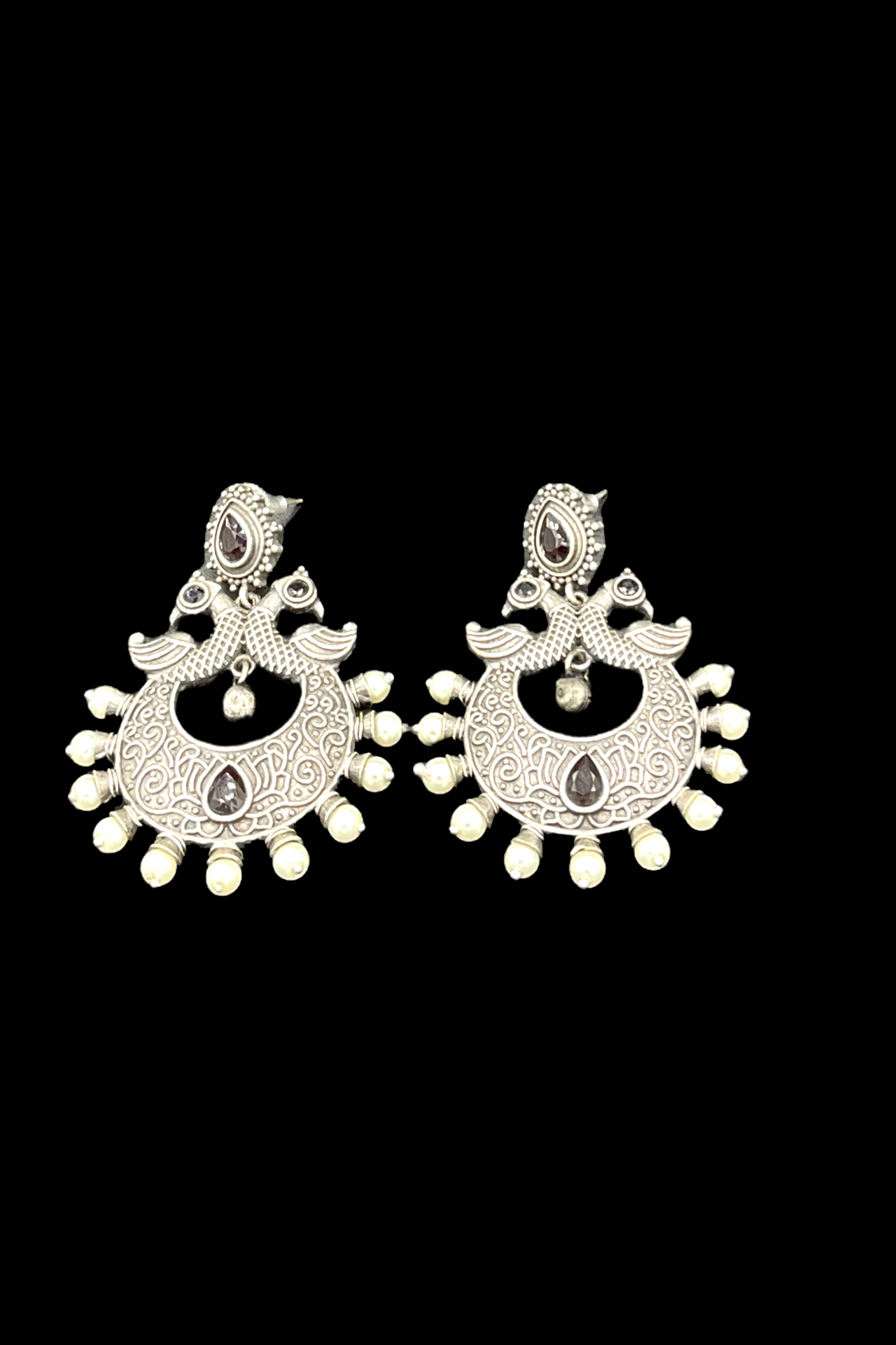 Peacock Earring With Pearl Work BlueSR70B