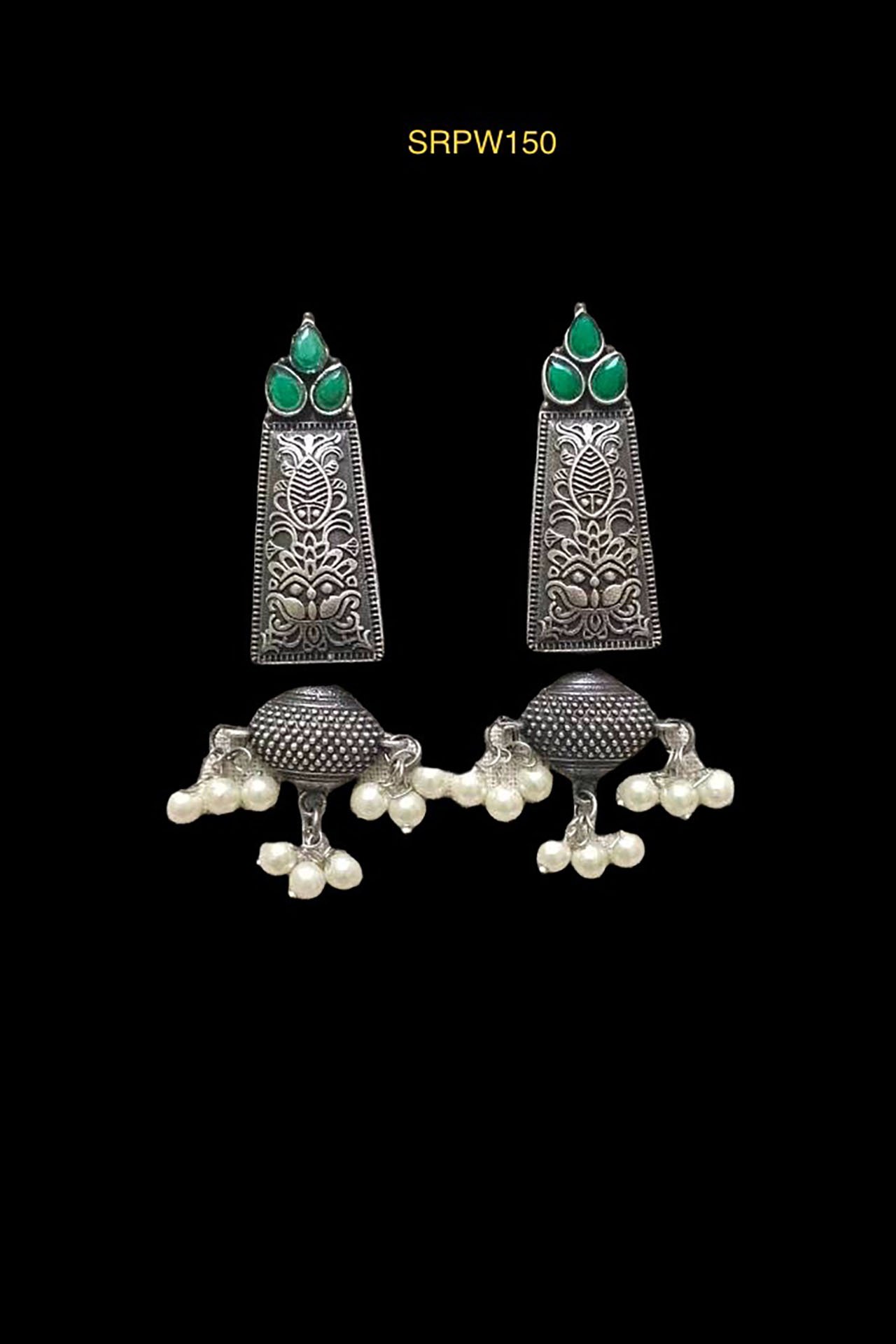 Pearl Work Earring Green SRPW150G
