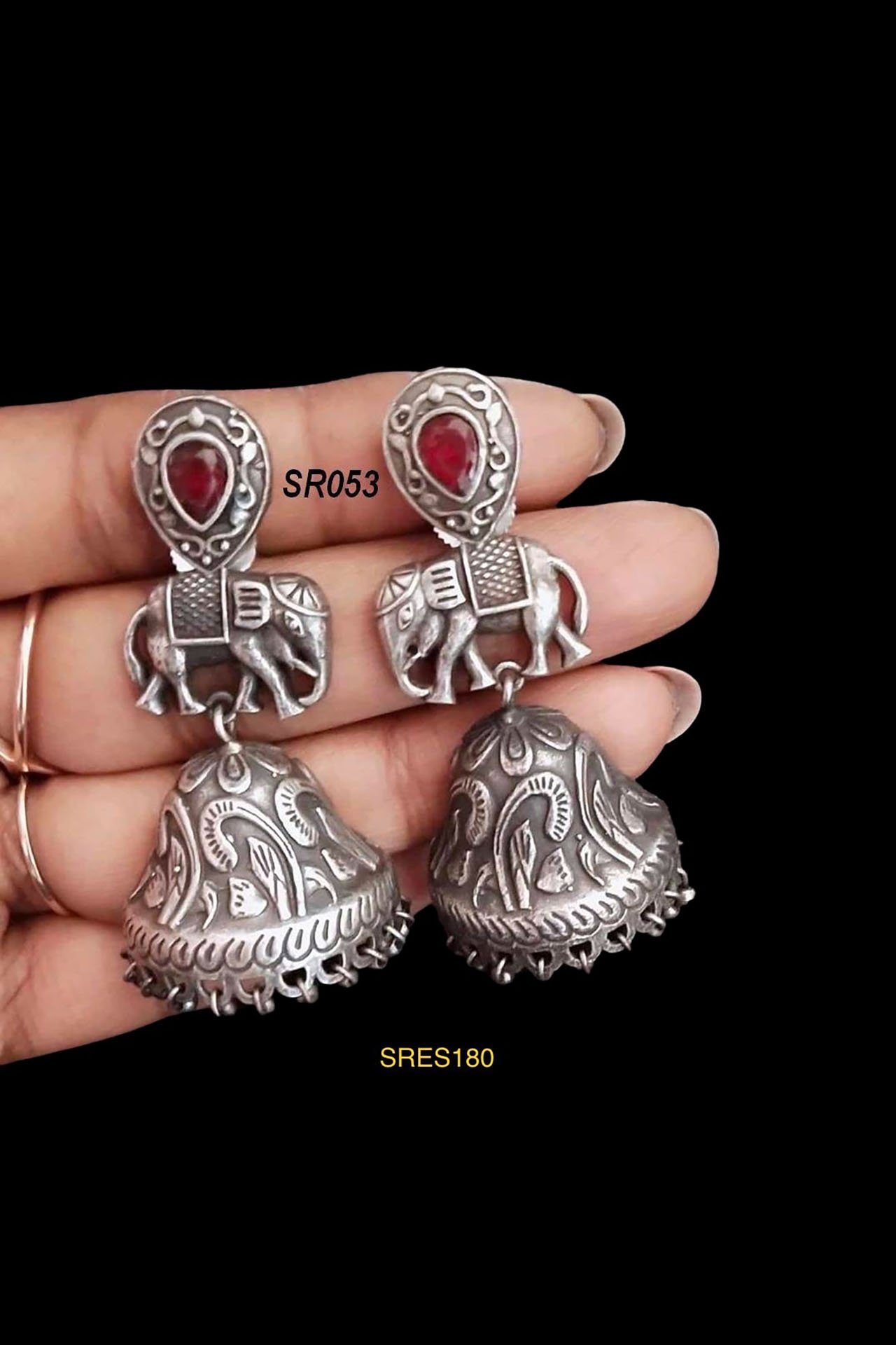 Round Jumkha Earring With Elephant Shape Rani SRES180R