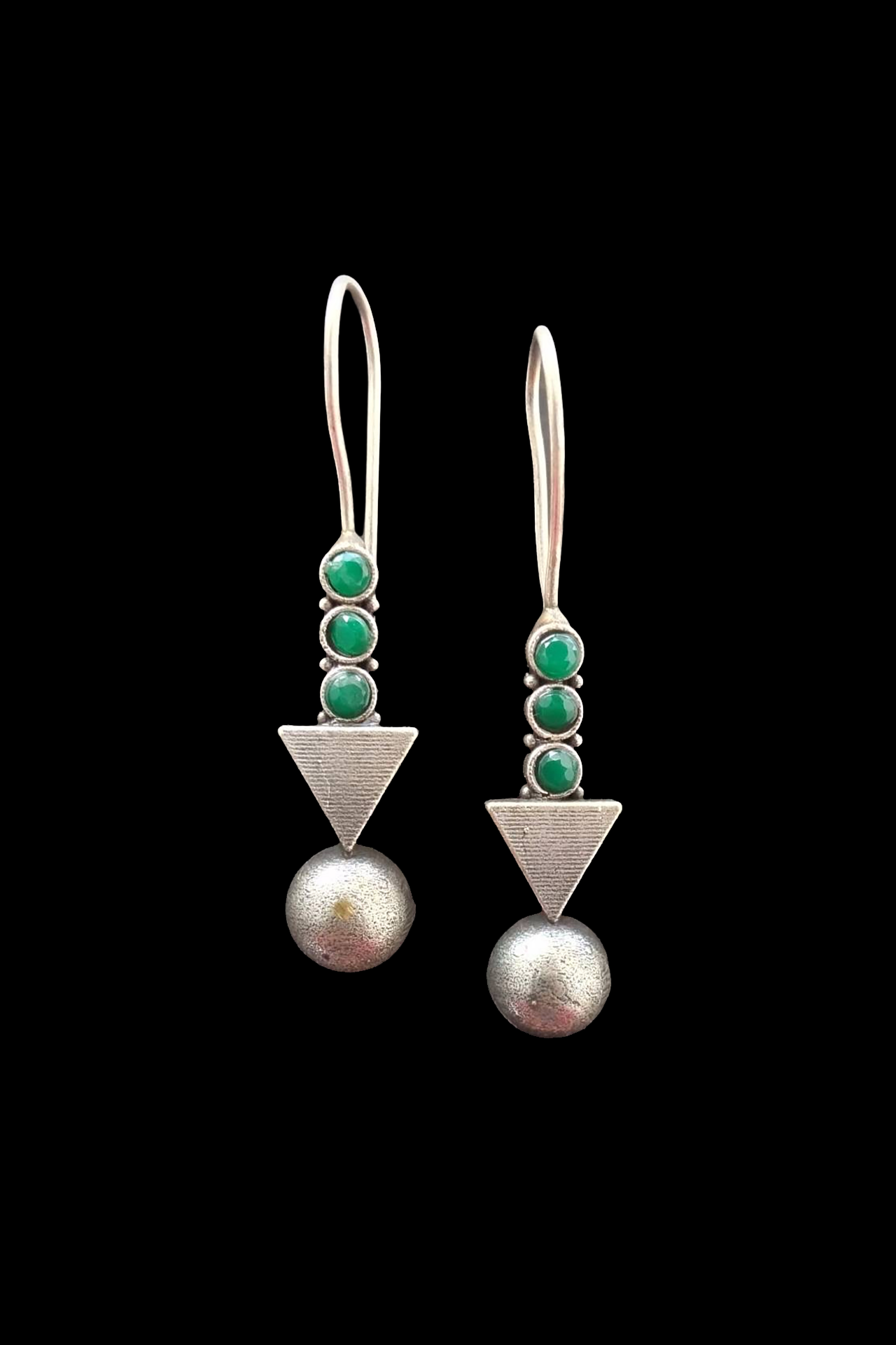 Tringle Hook Earring Green SRTH110G